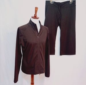 DELISH CHOCOLATE ACTIVE WEAR WITH WIDE LEG CAPRIS